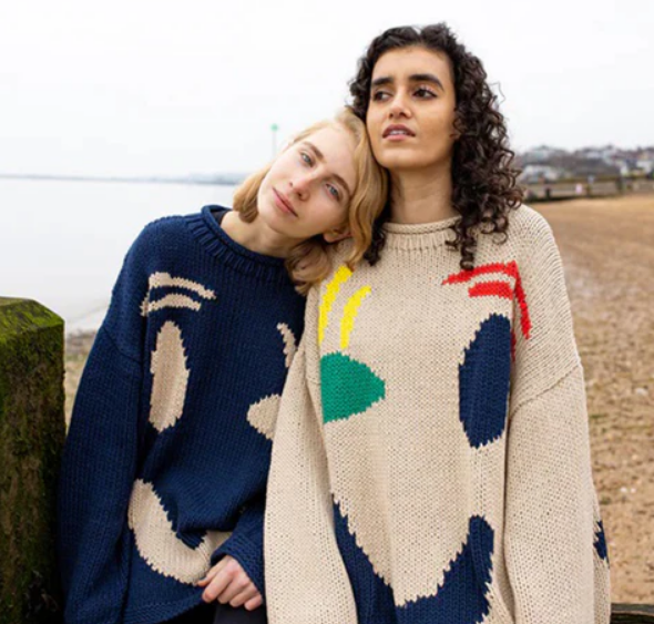 Langarm Pullover mit Gesichtsmuster und weichem Griff für Damen