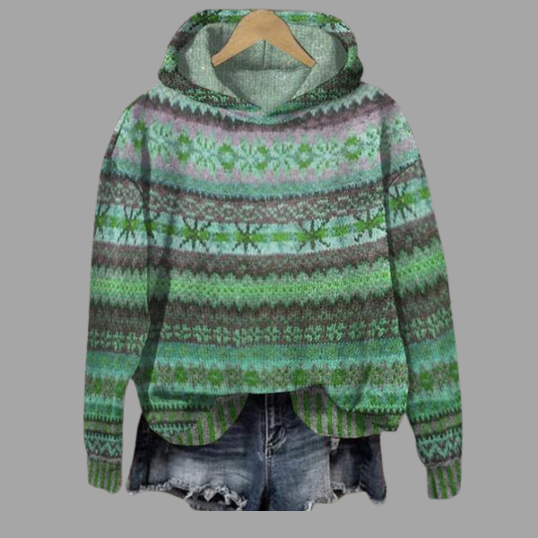 Kapuzenpulli mit geometrischem Muster und ultraweichem Material für Damen