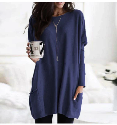 Langarm Pullover mit lockerer Passform und Taschen für Damen
