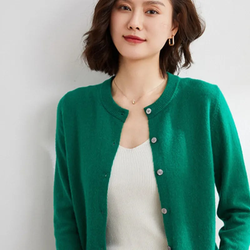 Pullover mit Knopfleiste und Rundhalsausschnitt für Damen