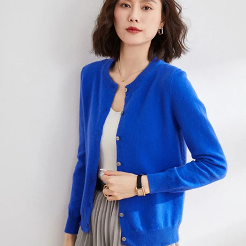 Pullover mit Knopfleiste und Rundhalsausschnitt für Damen